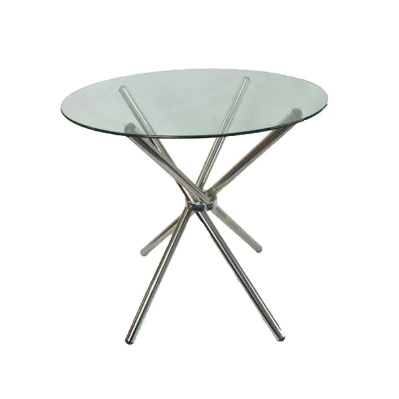 80cm Round Glass Table - Silver Legs