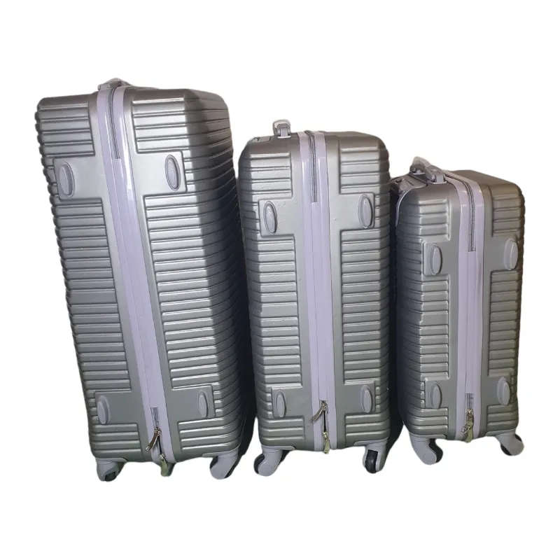 Acesa - Premium 3 Piece Avi Hard Outer Shell Travel Luggage Silver Set