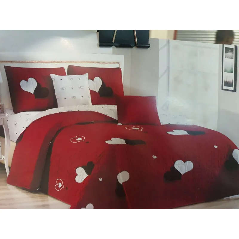 Asa Premium Bedspread Set Queen 5 Piece Microfiber Chofila Heart