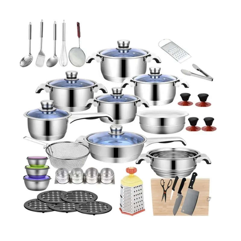 Avi-Stainless Steel 7-Layer Capsuled Bottom Cookware Set - 50 Piece