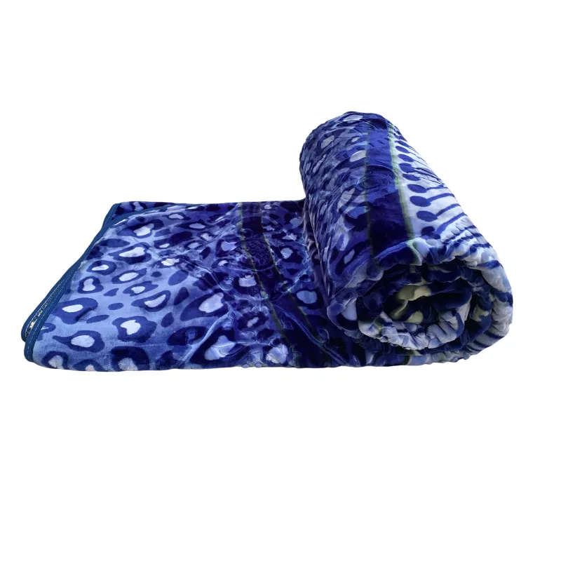 Azaz High Quality Reversible Blanket Dark Blue Animal Skin Pattern 3kg