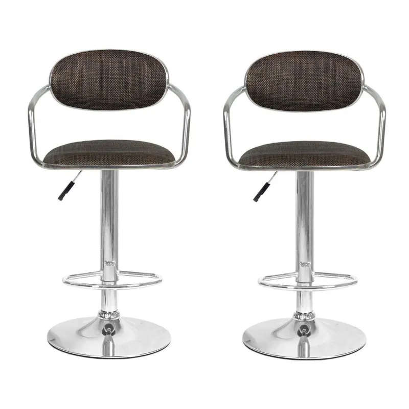 Bamboo Rattan Bar Stools - Set of 2 - Brown Colour