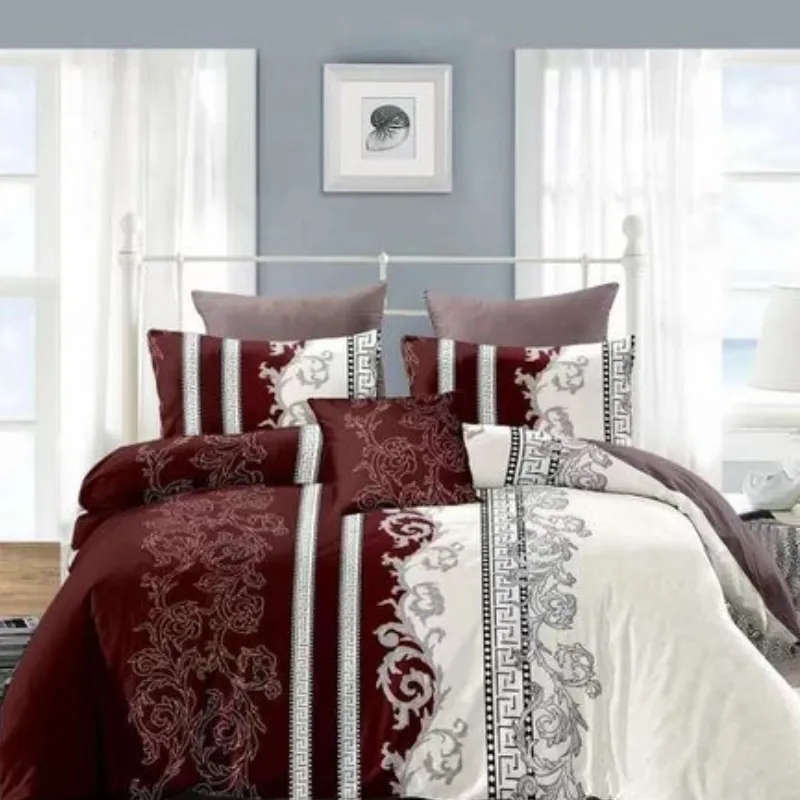 Bedspread Set Queen 5 Piece Microfiber Embroidery - white