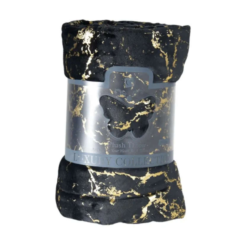 Black & Gold Luxury Plush Throw Blanket