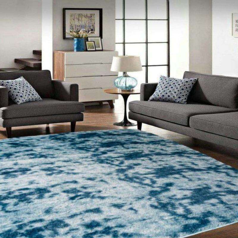 Blue and White 3D Fluffy Rug(200x150cm)