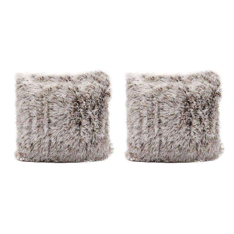 Colorful Faux Fur Cushion Set of 2