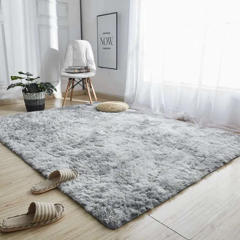 Grey Washable Fluffy Rug