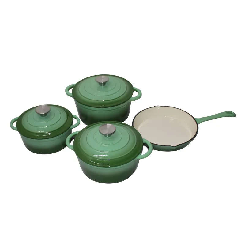 King Cuisine 7 Piece Glazed Cast Iron Dutch Oven Cookware Pot & Pan Set