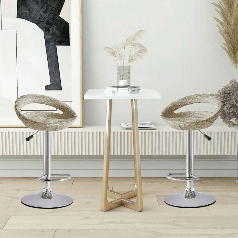 Bar / Kitchen Counter Stools - 2 Pack - Rattan Wicker- Cream Colour