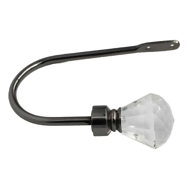 Matoc Curtain Tieback Arm with Crystal Emerald Finial - Black Nickel - Qty 2