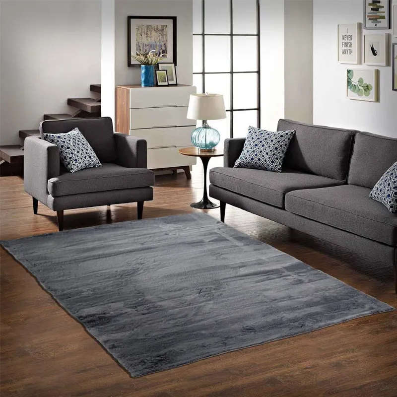 Modern Indoor Home Decor Ultra Soft Non-Slip Fluffy Rug-180 x 190cm-Grey