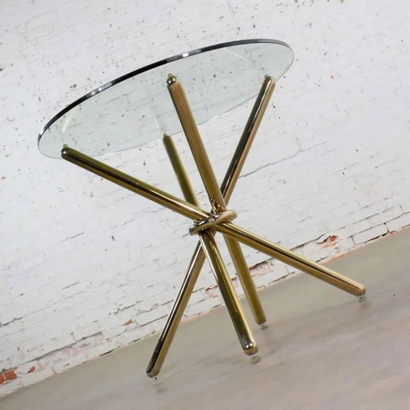 Modern and Stylish 4 Seater 80cm Round Glass Table with Gold Legs