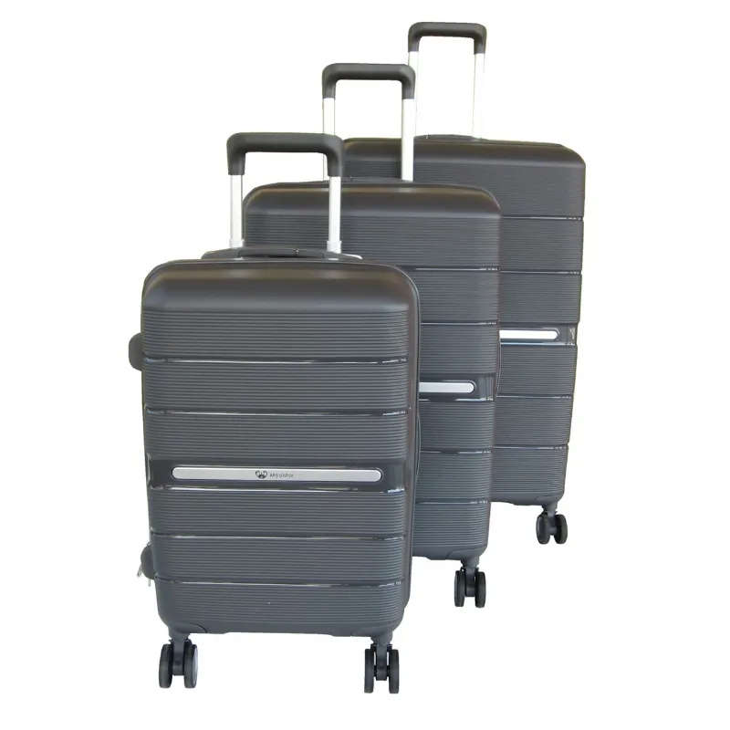 Mooistar Unbreakable Travel Luggage 3 Piece Suitcases Spinner - Black