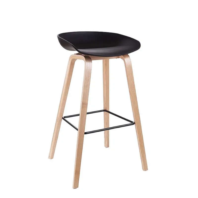 Natural Finish Base Bar Stool - Black