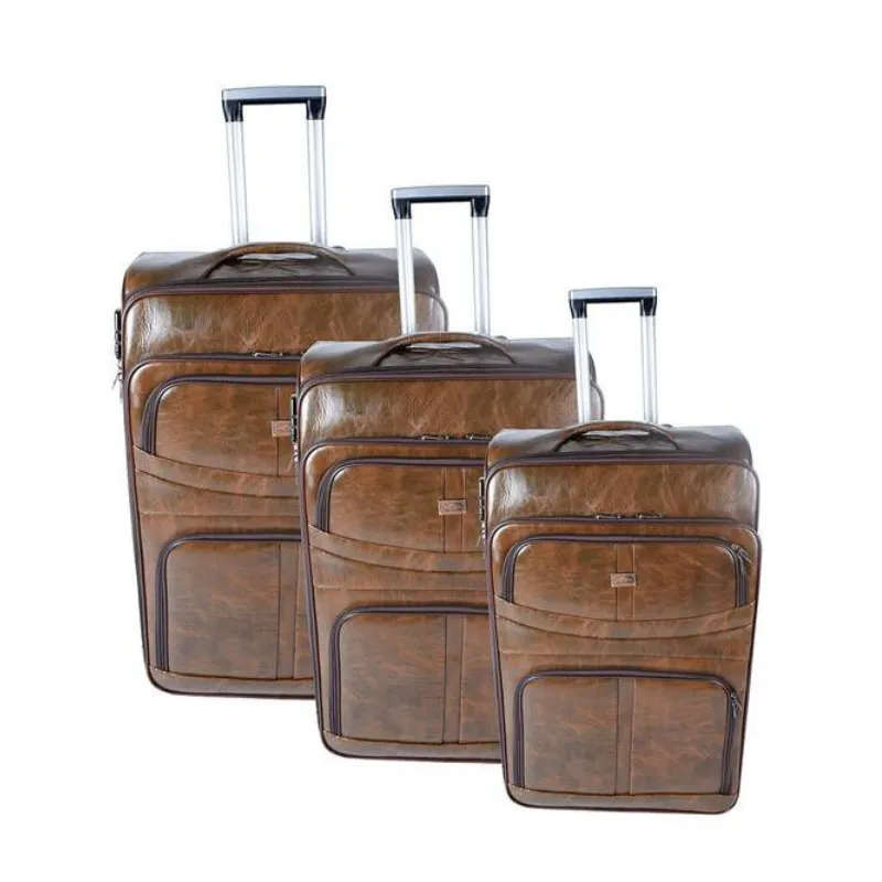 Nexco Luggage Set of 3 PU Leather Travel Suitcases 28'24'22"