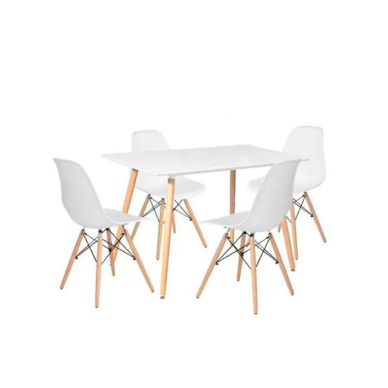 Rectangular Table & 4 Chairs - White