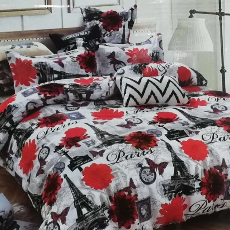 Red Eiffel Tower Duvet Cover Set