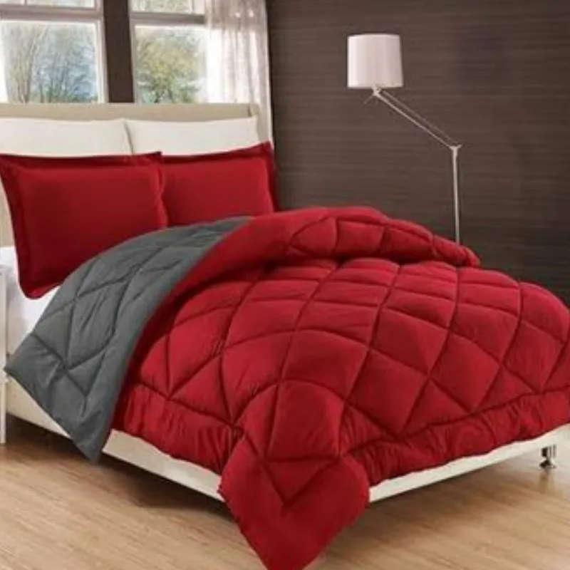 Reversible Comforter 5 Piece Red/Gray