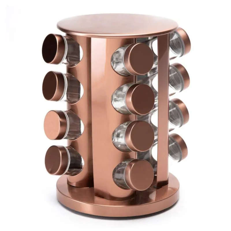 Rotating Spice Rack 16 Containers - Copper