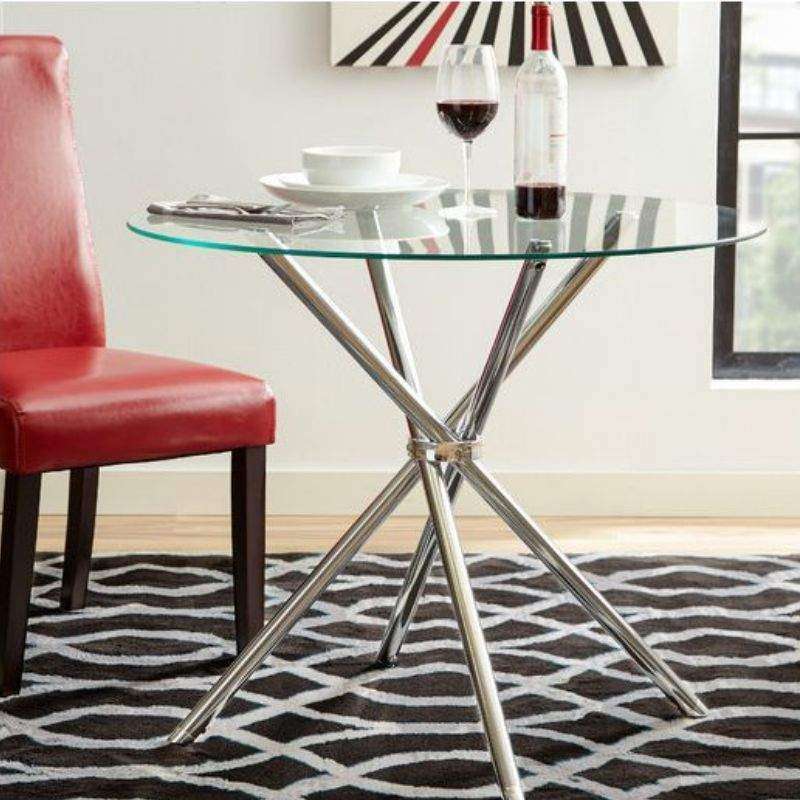 Round Glass Table 80cm - Silver Legs