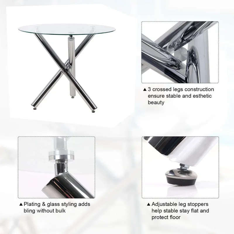 Rounded Dining Tables - Glass Top
