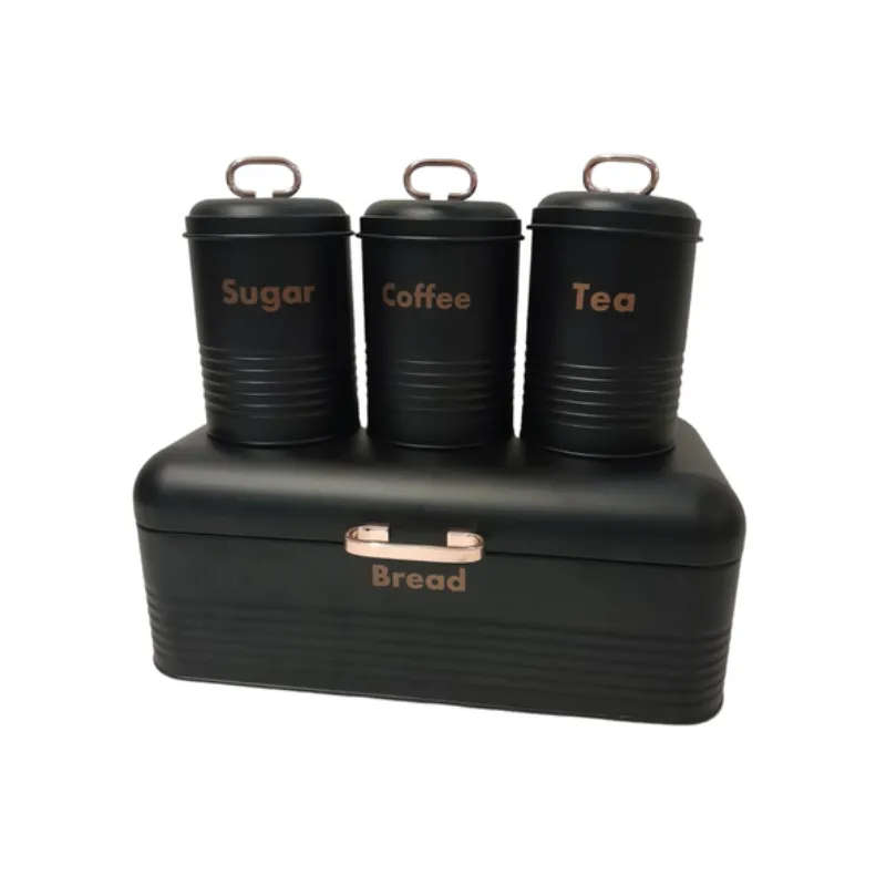 SMTE - Quality Breadbin Steel Design with 3 Piece Matching Canister Set