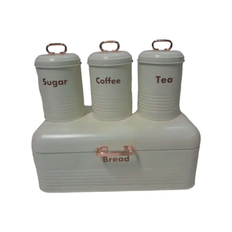SMTE - Quality Breadbin Steel Design with 3 Piece Matching Canister Set