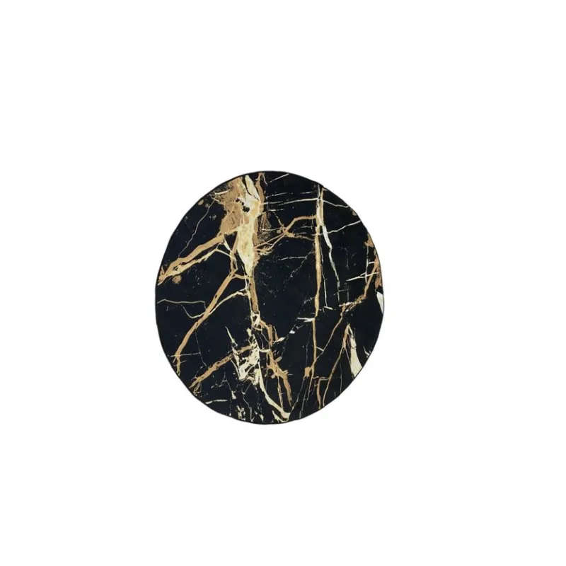 SMTE Quality Round 3D Printed Rug 120 x 120 - Black And Gold