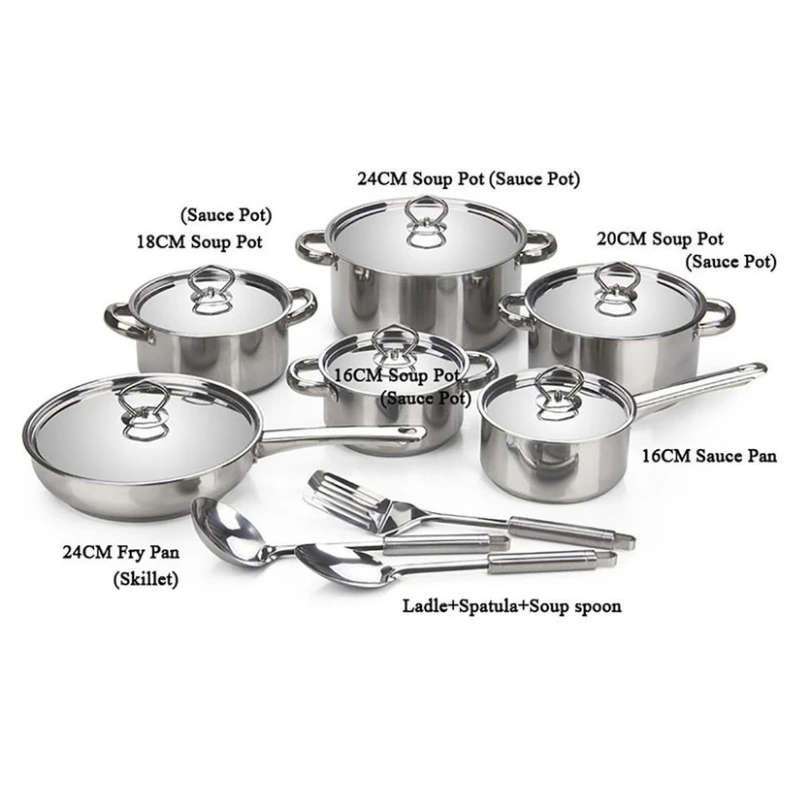 Set Of 15 Piece Stainless Steel Cookware