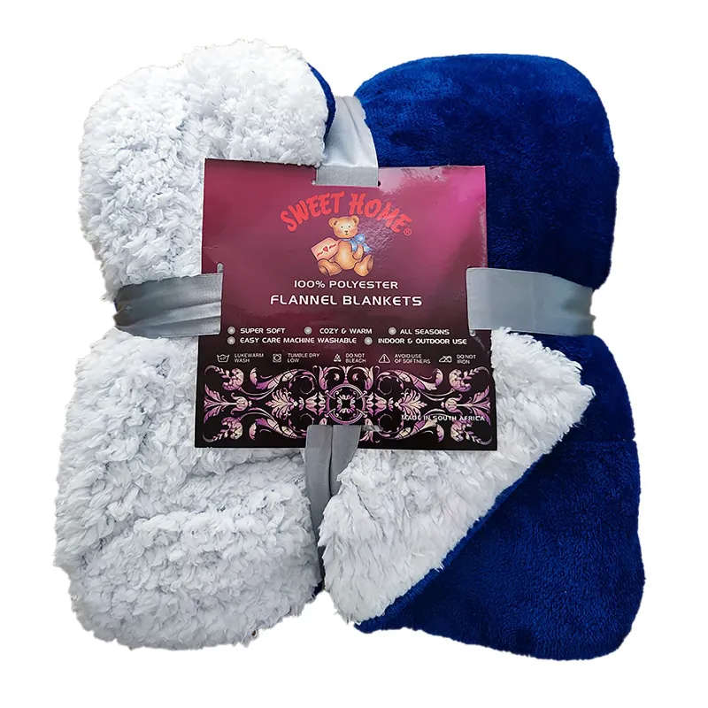 Sherpa Flannel Soft Blanket, Available on both sides. Multiple colour.