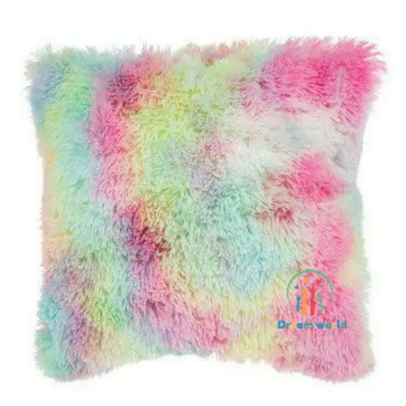 Soft Fluffy Pillow cover Set - Rainbow