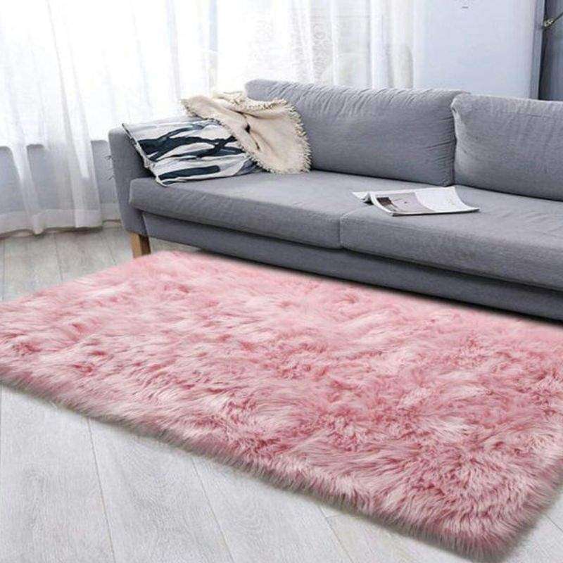 Soft Fluffy Rug - White and Pink
