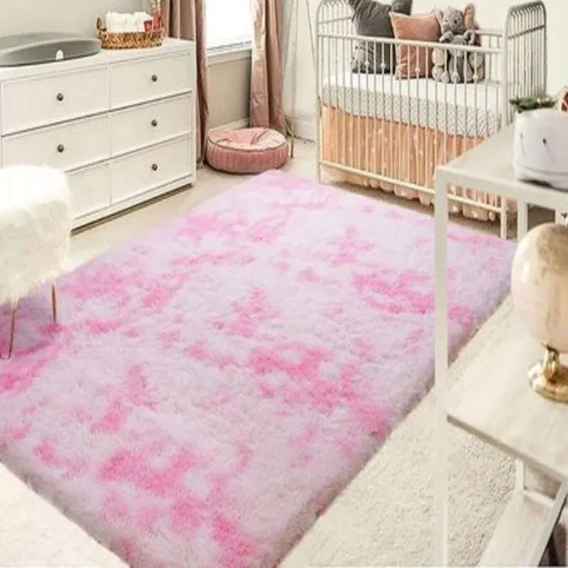Three Tone Pink Fluffy Carpet - Shaggy & Foldable Rug Pink 200 x 150