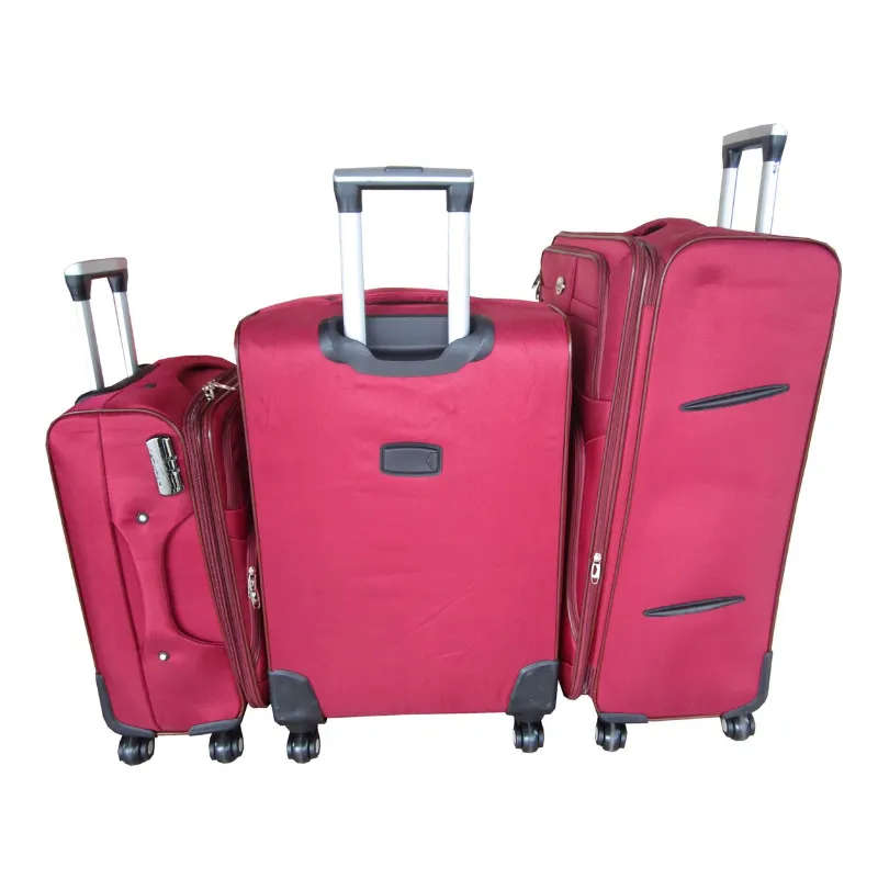 Trolley 3 Piece Travel Luggage Spinner - Red Fabric