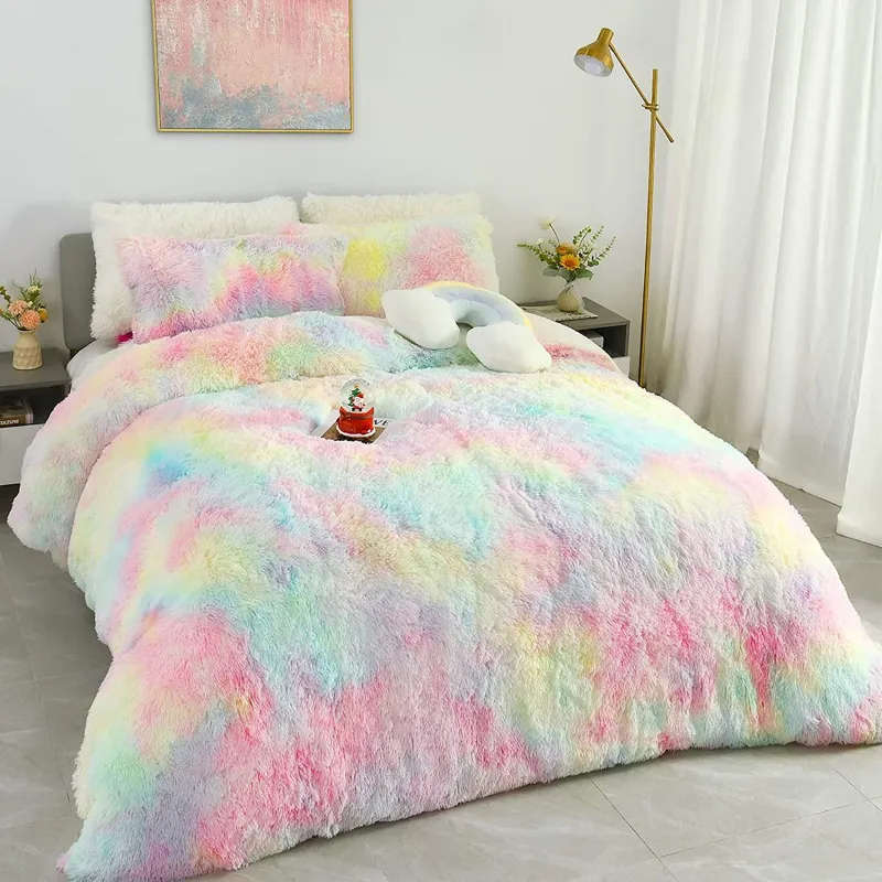 Fluffy Comforter Black 5 Piece set 152 cm x 204 cm[various colours]