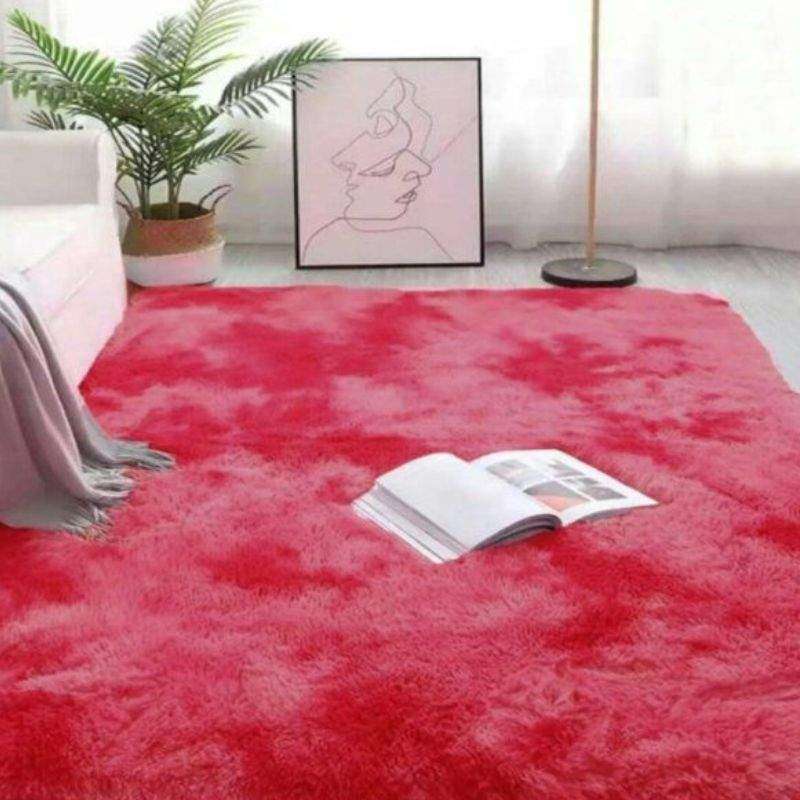Vibrant Red Shaded Shaggy Rug/Carpet