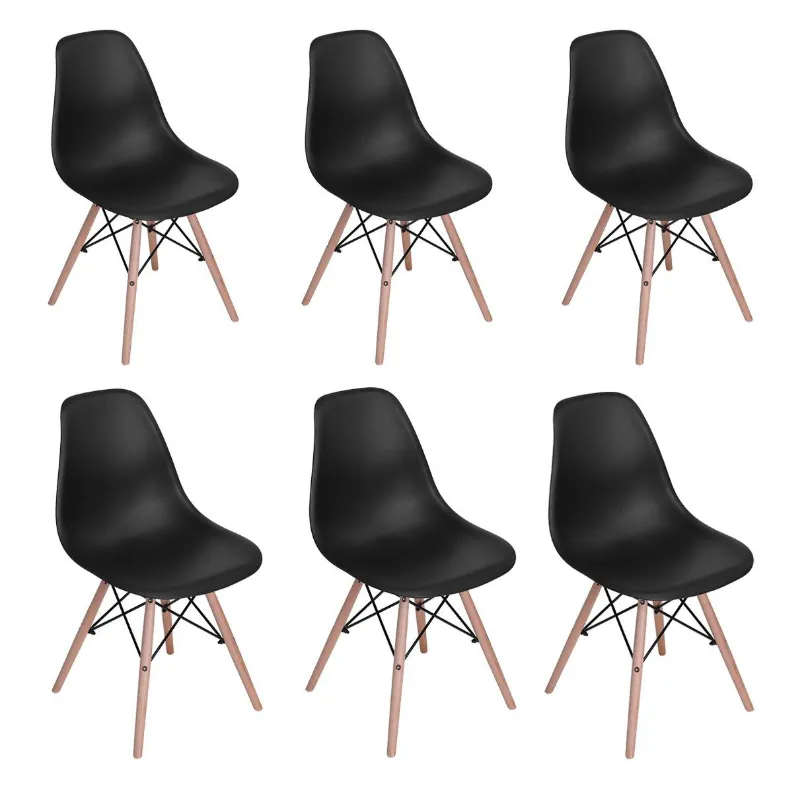 Wooden Leg Dining Chairs - Six Pack - Yellow Colour