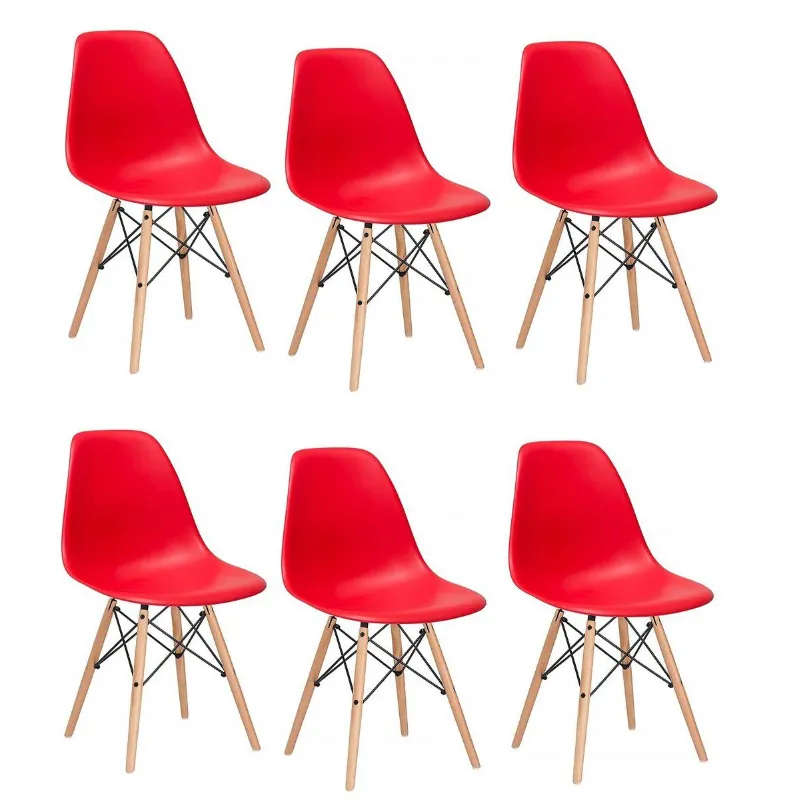 Wooden Leg Dining Chairs - Six Pack - Yellow Colour