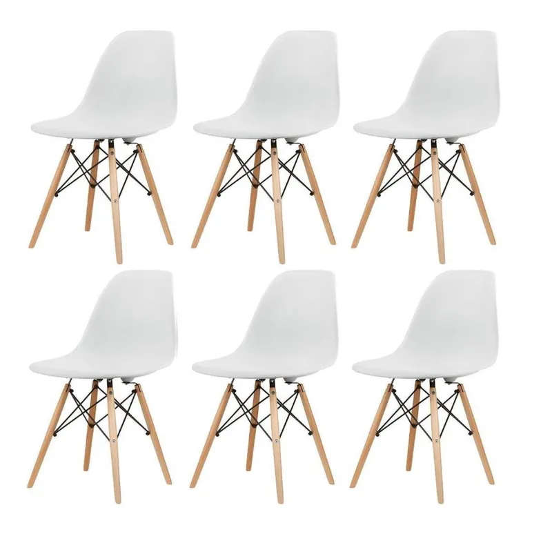 Wooden Leg Dining Chairs - Six Pack - Yellow Colour