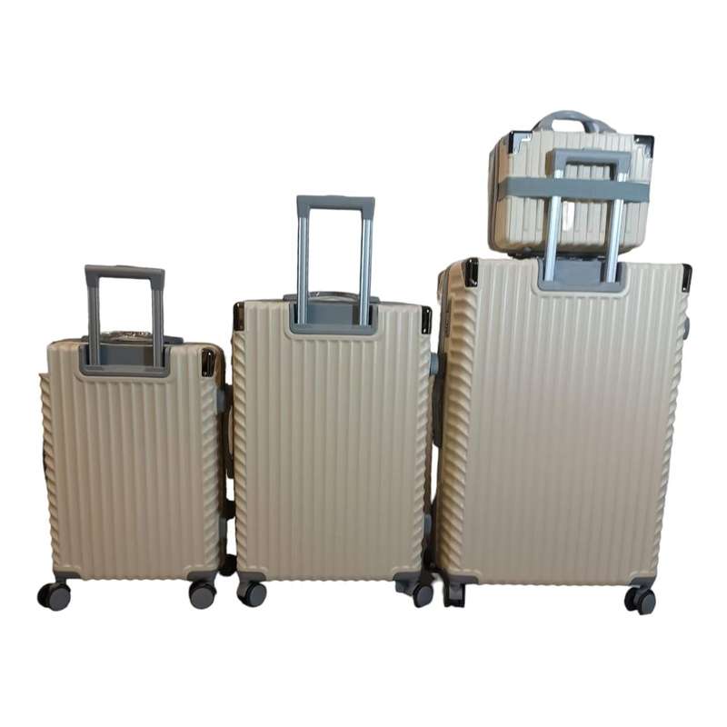 Deluxe 4-Piece Travel Luggage Set -GX4+Smte Keyring-Cream White