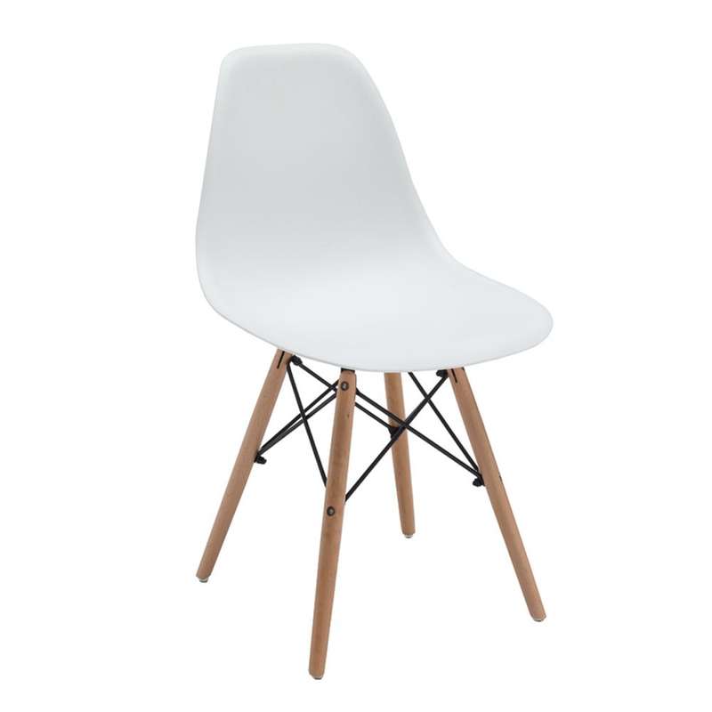 SMTE White Cafe Chair with Wooden Legs with keychain