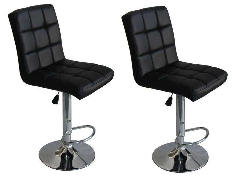 SMTE Hazlo Faux Leather Swivel Kitchen Bar Stool Chair (Set of 2) - Black with keychain