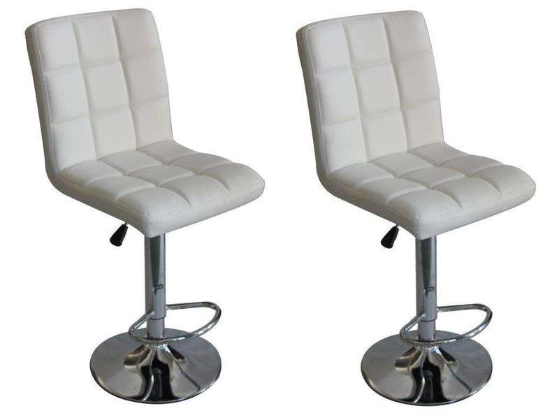SMTE Hazlo Faux Leather Swivel Kitchen Bar Stool Chair (Set of 2) - White with keychain