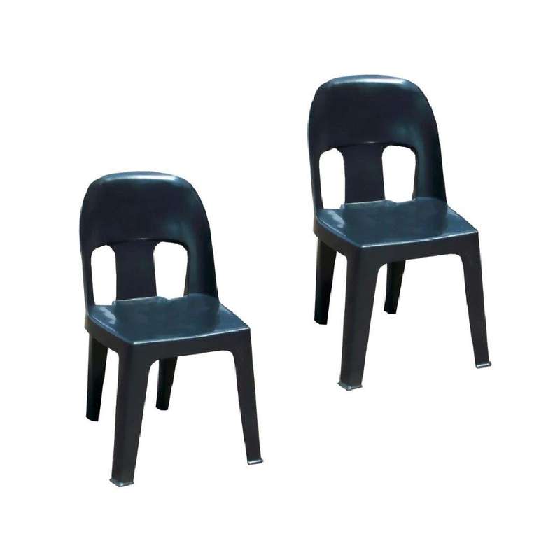 SMTE Durable Plastic Party Chair Combo Set of  2 - Black with keychain