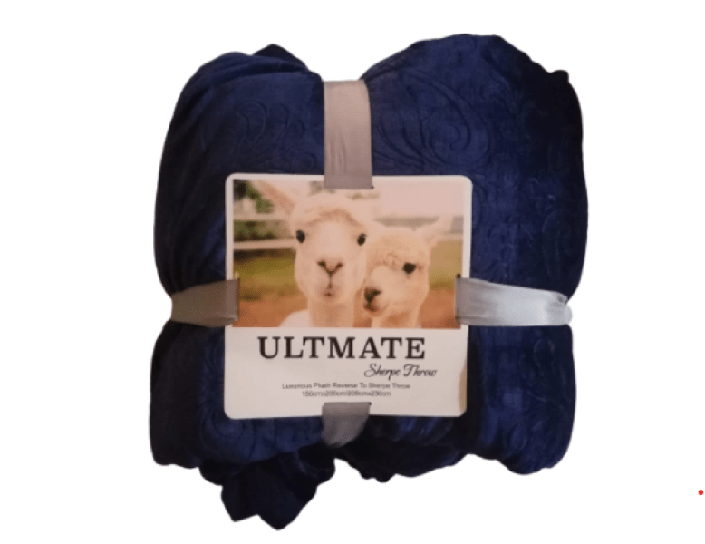 SMTE The Ultimate Sherpe Throw Blanket - Blue with keychain
