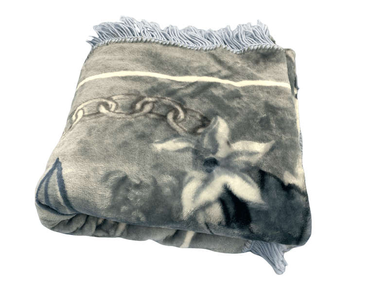 SMTE Azaz - Charlie 140X140cm Colorful Blanket Light Grey Flower with keychain