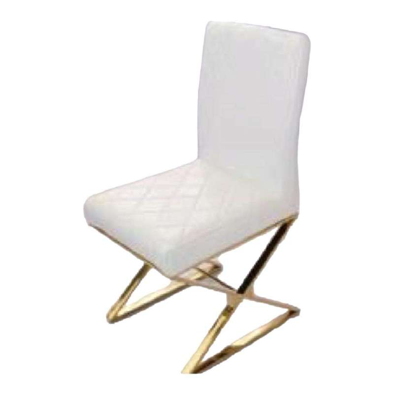SMTE Leather Dining Room Chair with Metal Legs - White with keychain