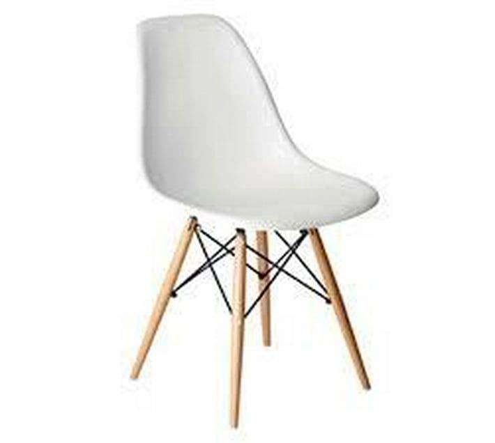 SMTE Jack Brown Emmy Wooden Leg Chair - White with keychain