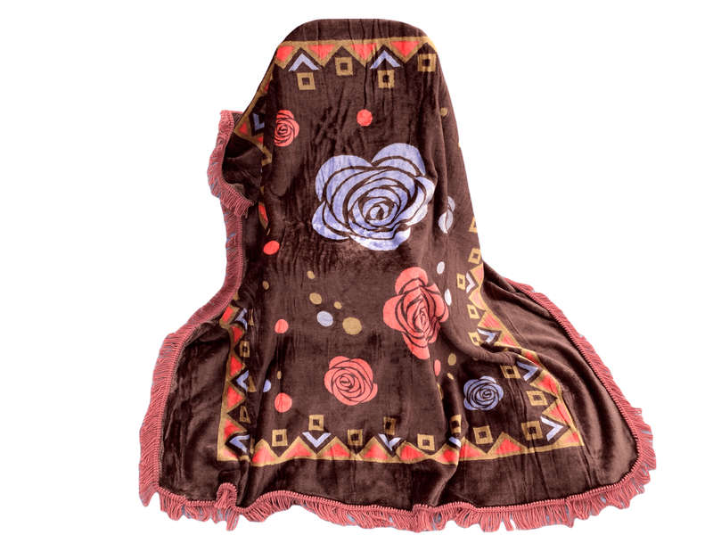 SMTE Azaz - Charlie 140X140cm Colorful Blanket Dark Brown Flower with keychain