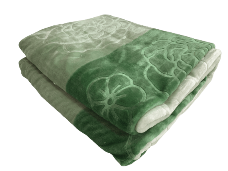 SMTE Queen Size mink Blanket Single PLY Two Tone Color - Dark Green with keychain